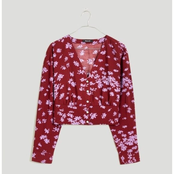 Madewell Womens Plus V-Neck Button-Front Shirt Floral Long Sleeve XXL - Picture 13 of 14